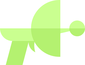 A green, stylized lowercase letter "b" is intersected by a green lowercase letter "a" and reflected at the bottom.